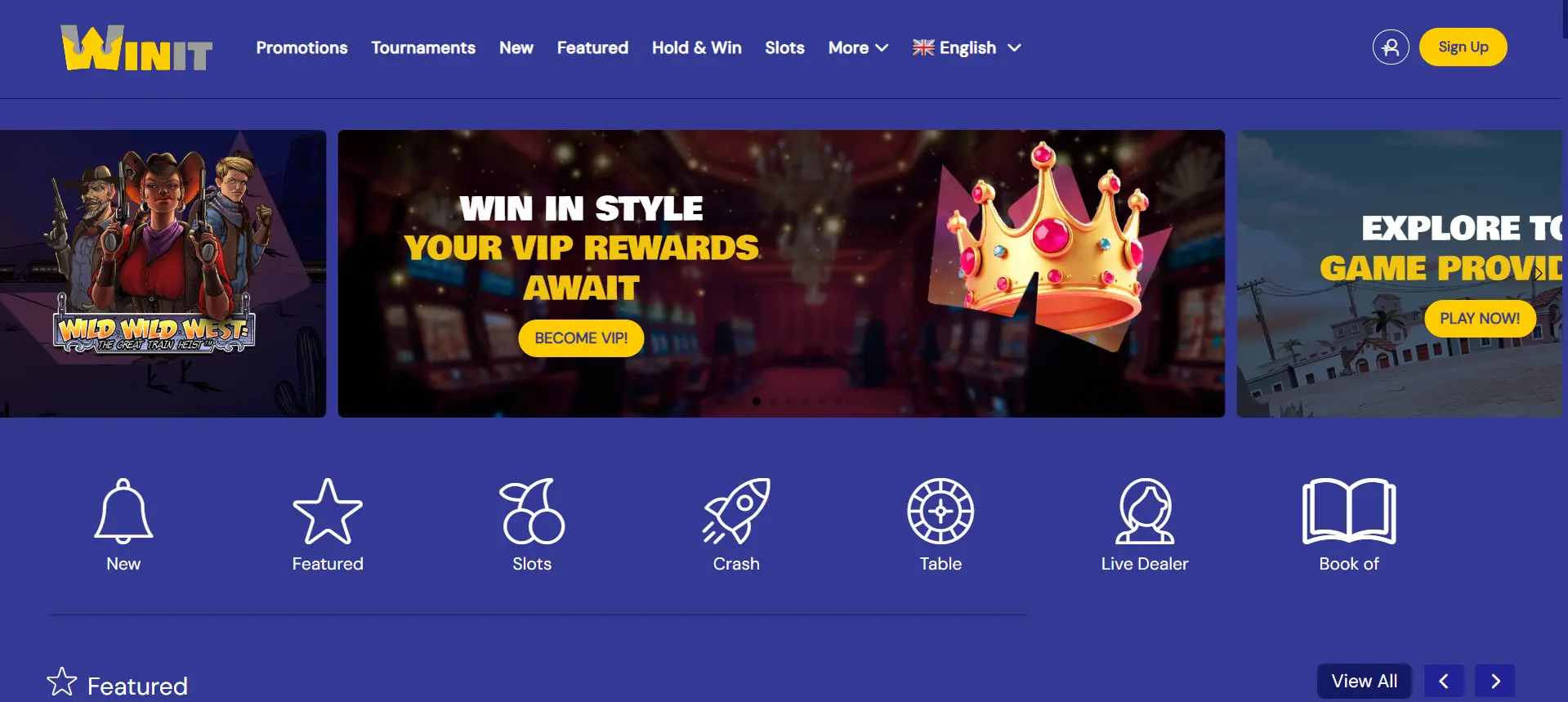 Winit Casino home page